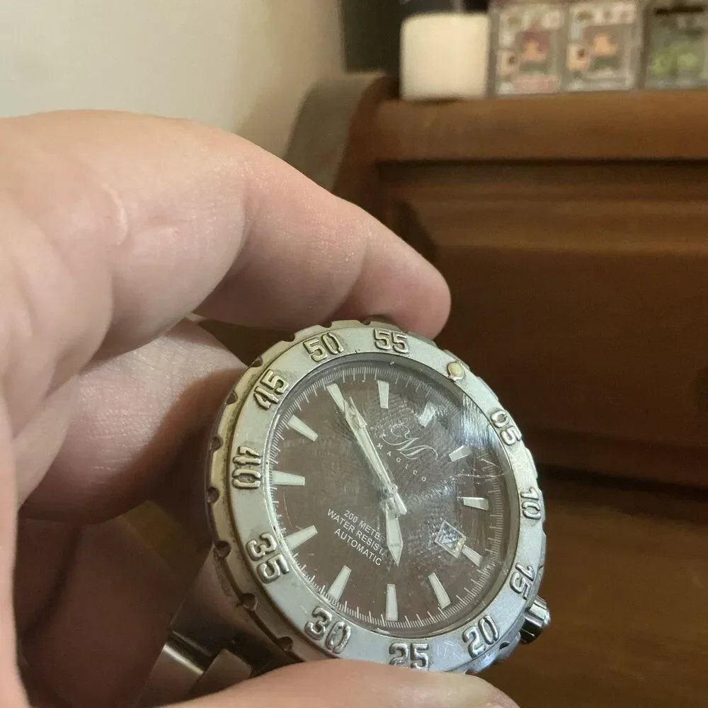 Magico Men's Automatic Diver Watch 20001-44 48mm Brown Dial Stainless Steel